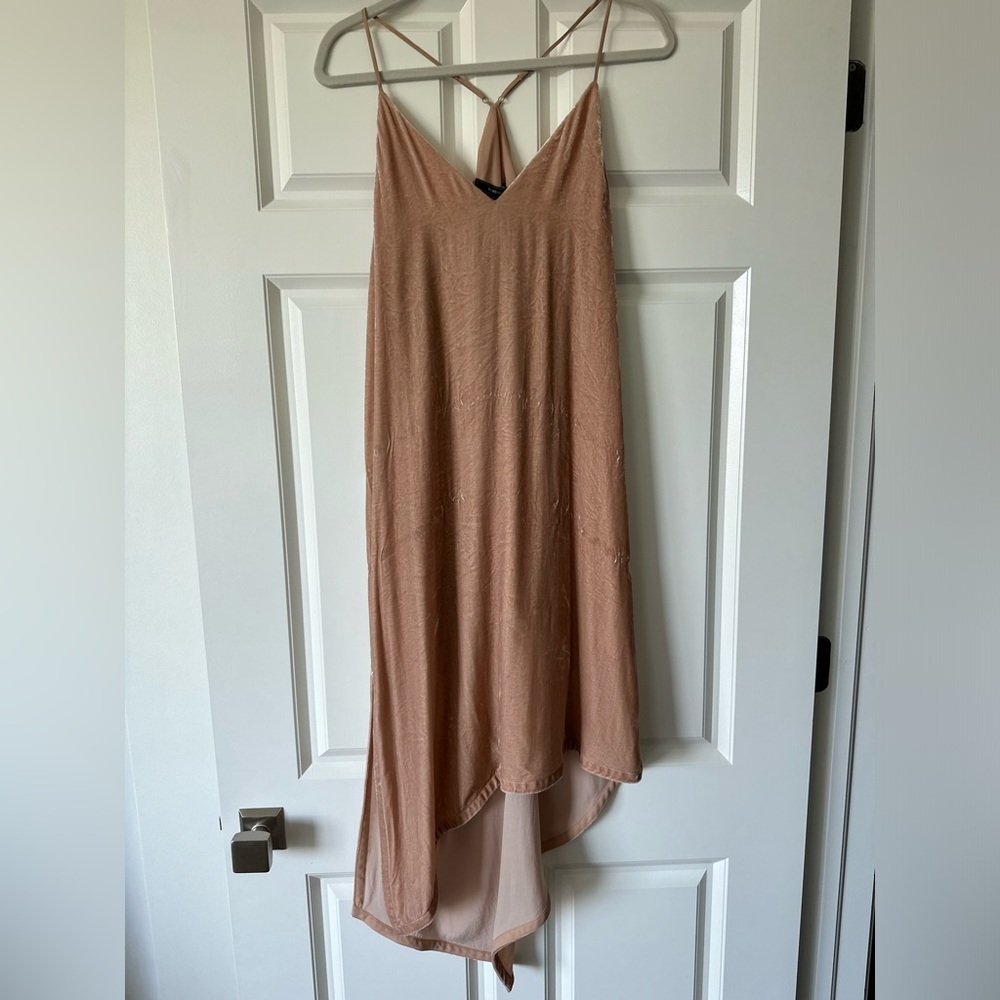 BCBGMaxazria Elana V-Neck Velvet Asymmetrical Dress